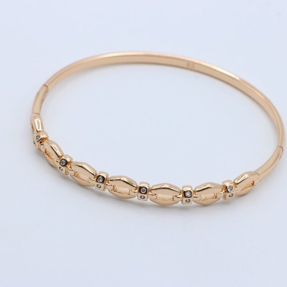 Elegant Linked Design Rose Gold Bangle with Sparkling Accents, XPBL0439 - Picture 2 of 11